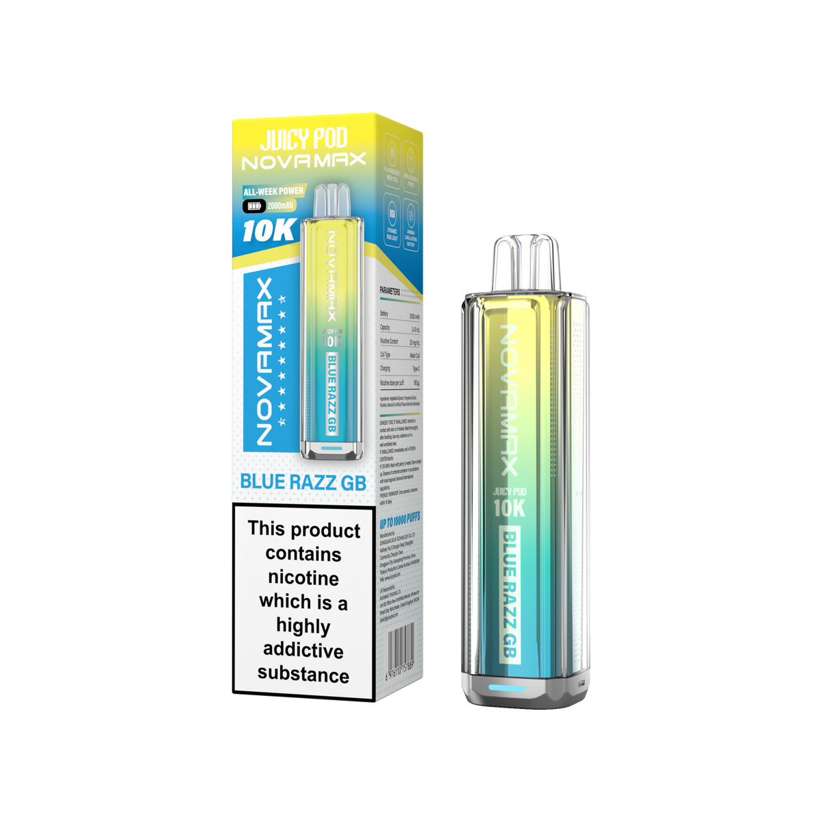 Juicy Pod Novamax 10k Device - Sky Blue Vape Lounge