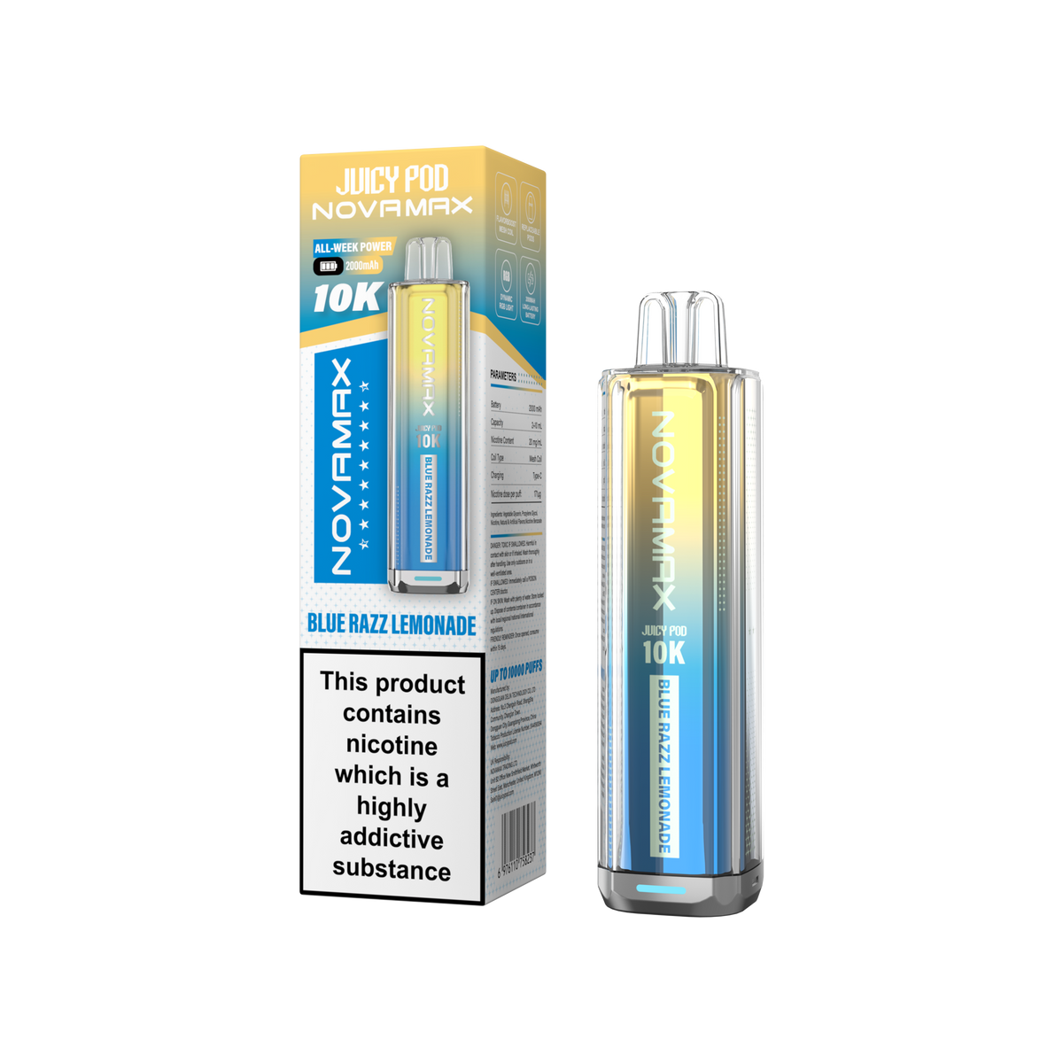 Juicy Pod Novamax 10k Device - Sky Blue Vape Lounge