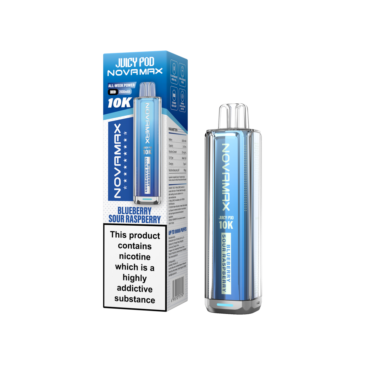 Juicy Pod Novamax 10k Device - Sky Blue Vape Lounge