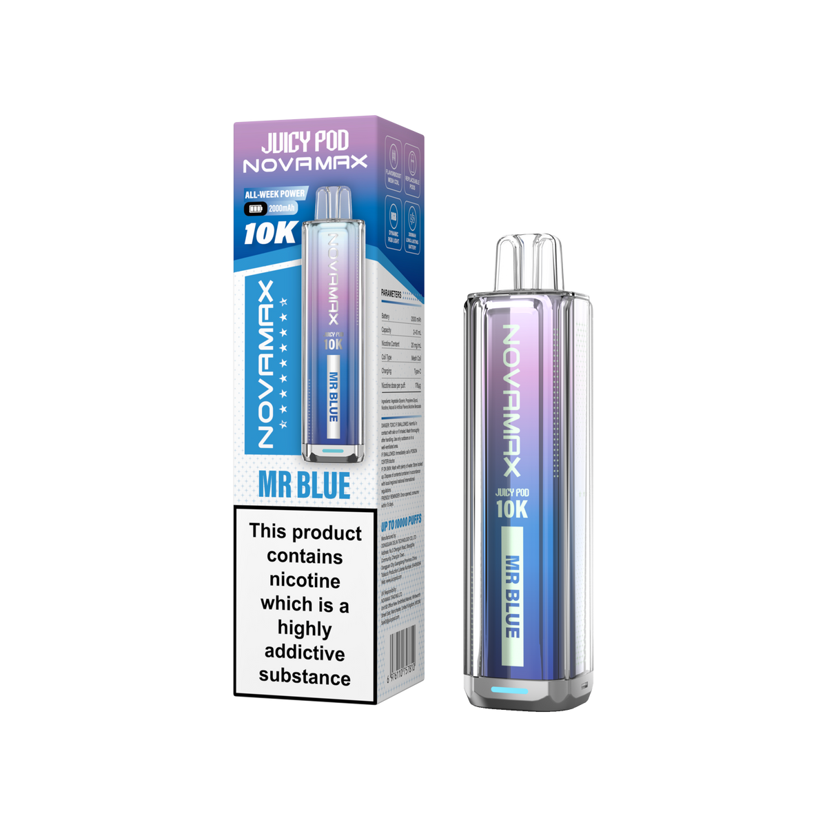 Juicy Pod Novamax 10k Device - Sky Blue Vape Lounge